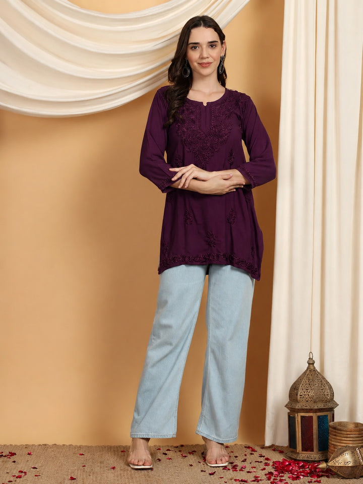 Akira Chikankari Rayon Short Kurti