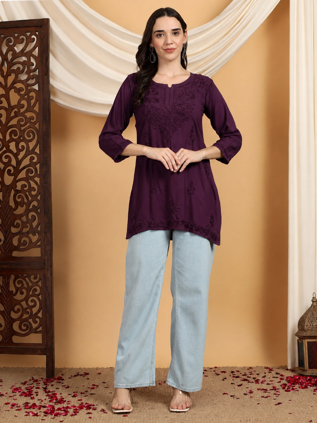 Akira Chikankari Rayon Short Kurti