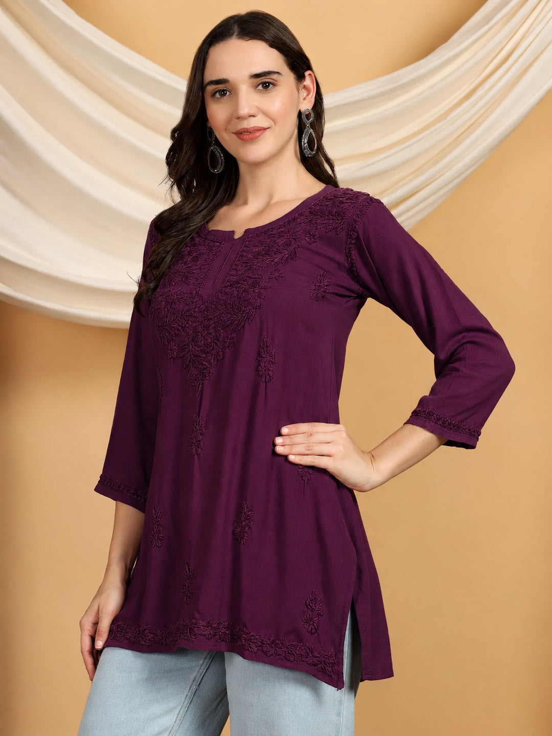Akira Chikankari Rayon Short Kurti