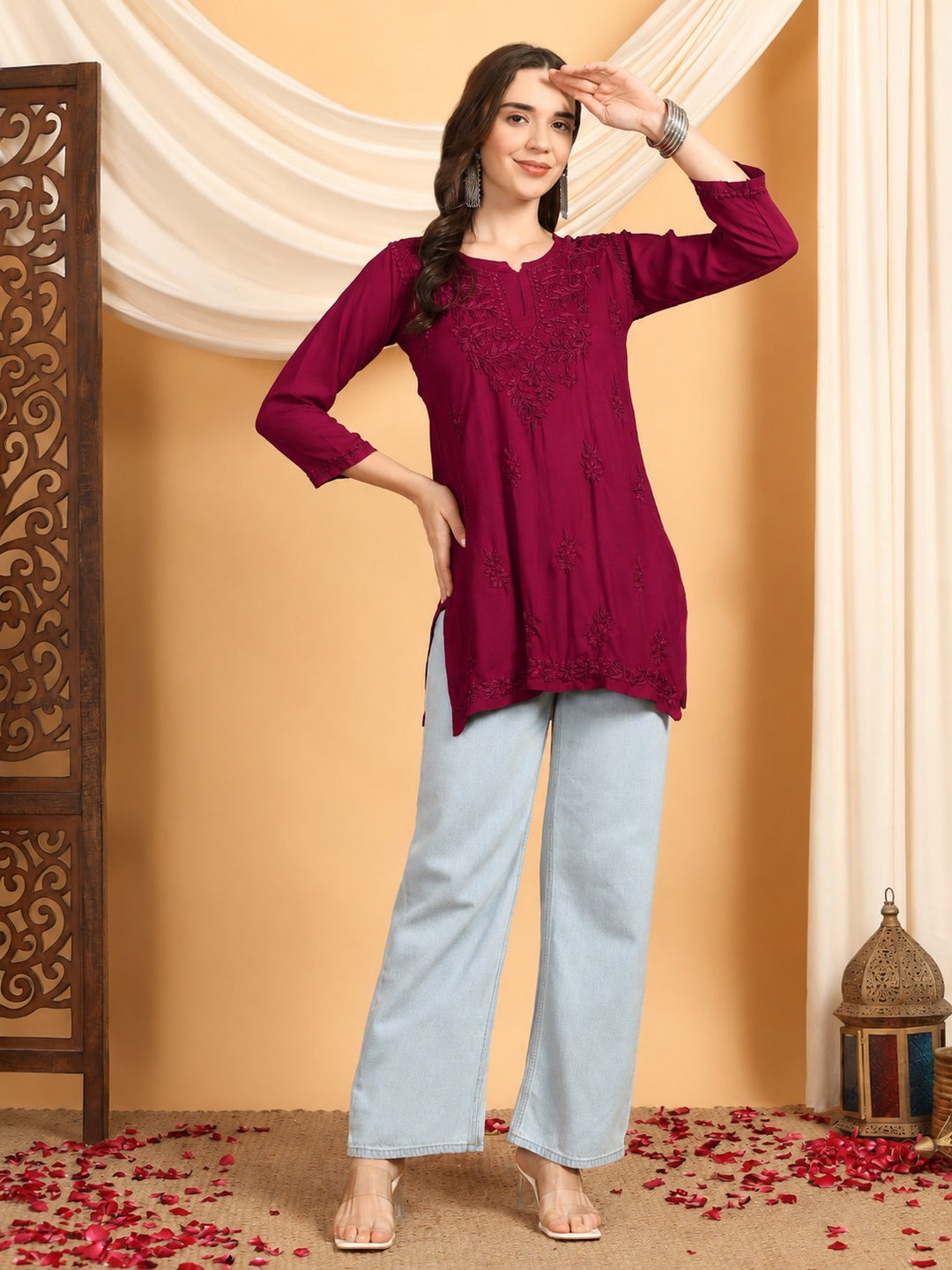 Akira Chikankari Rayon Short Kurti