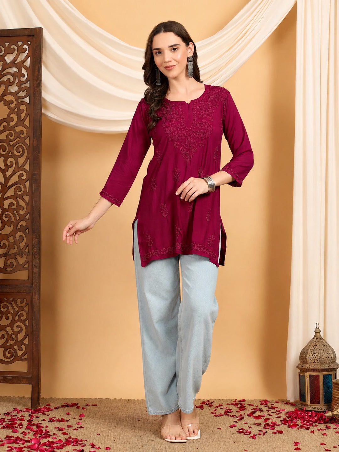 Akira Chikankari Rayon Short Kurti