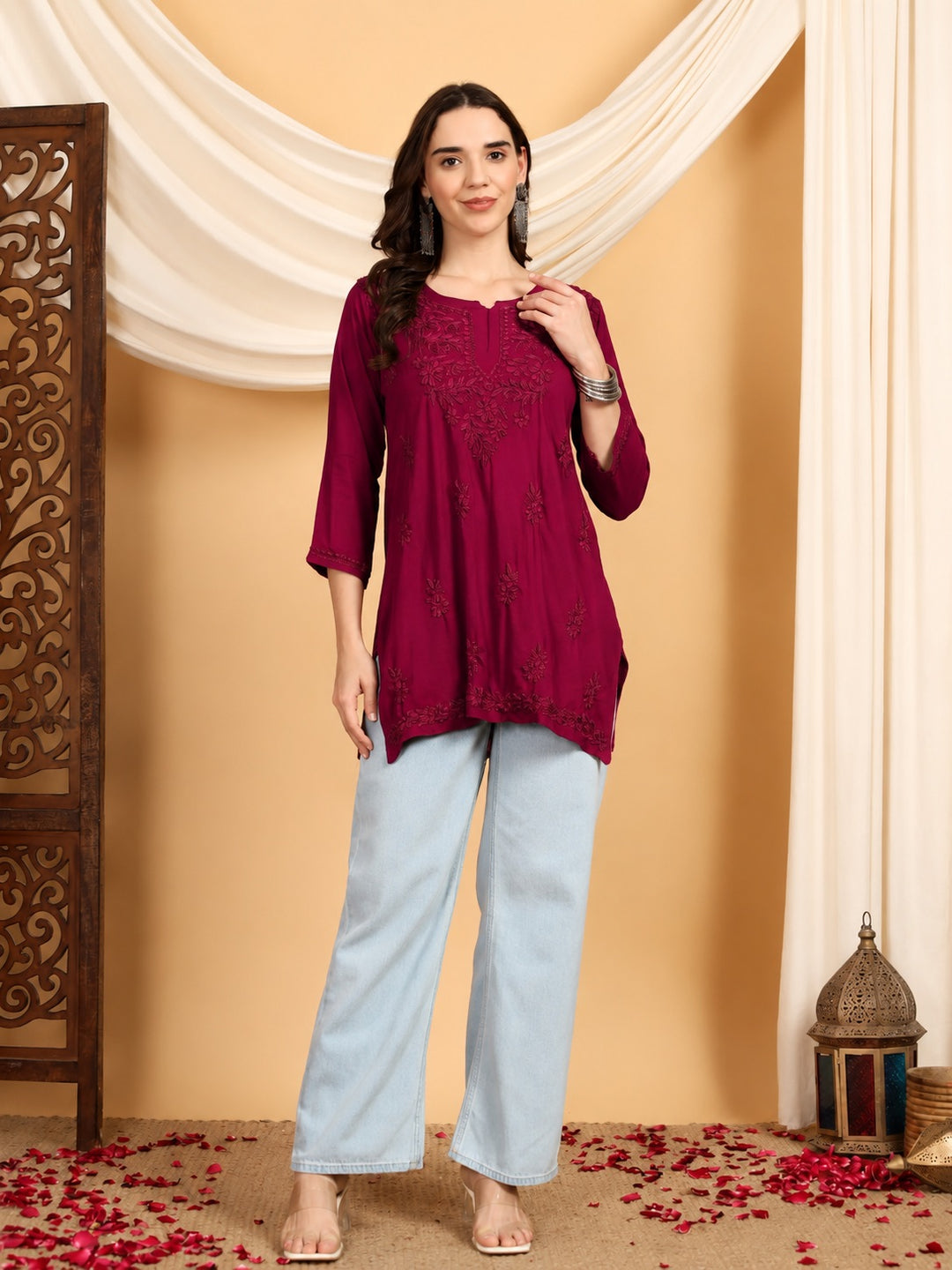 Akira Chikankari Rayon Short Kurti