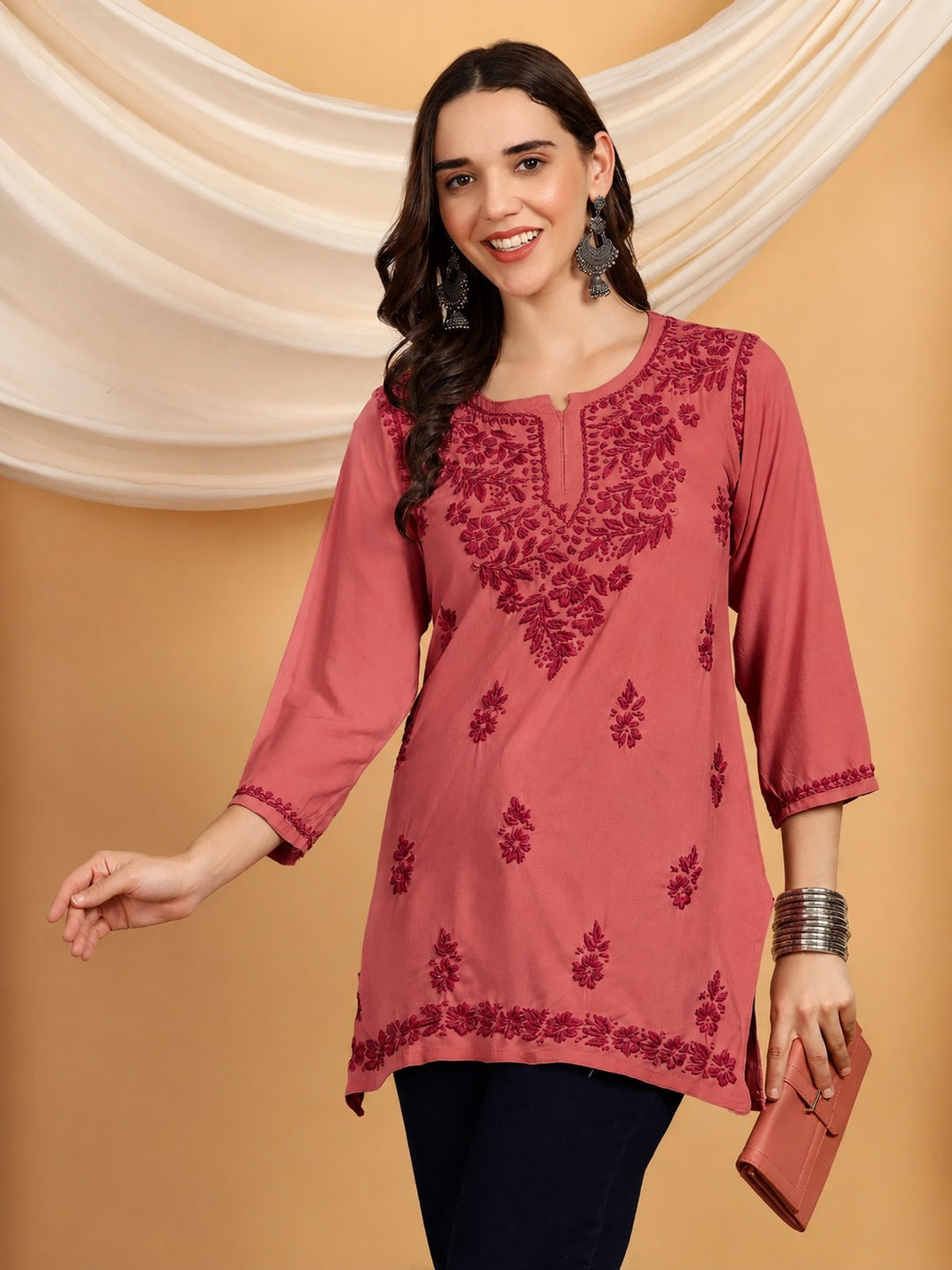 Akira Chikankari Rayon Short Kurti