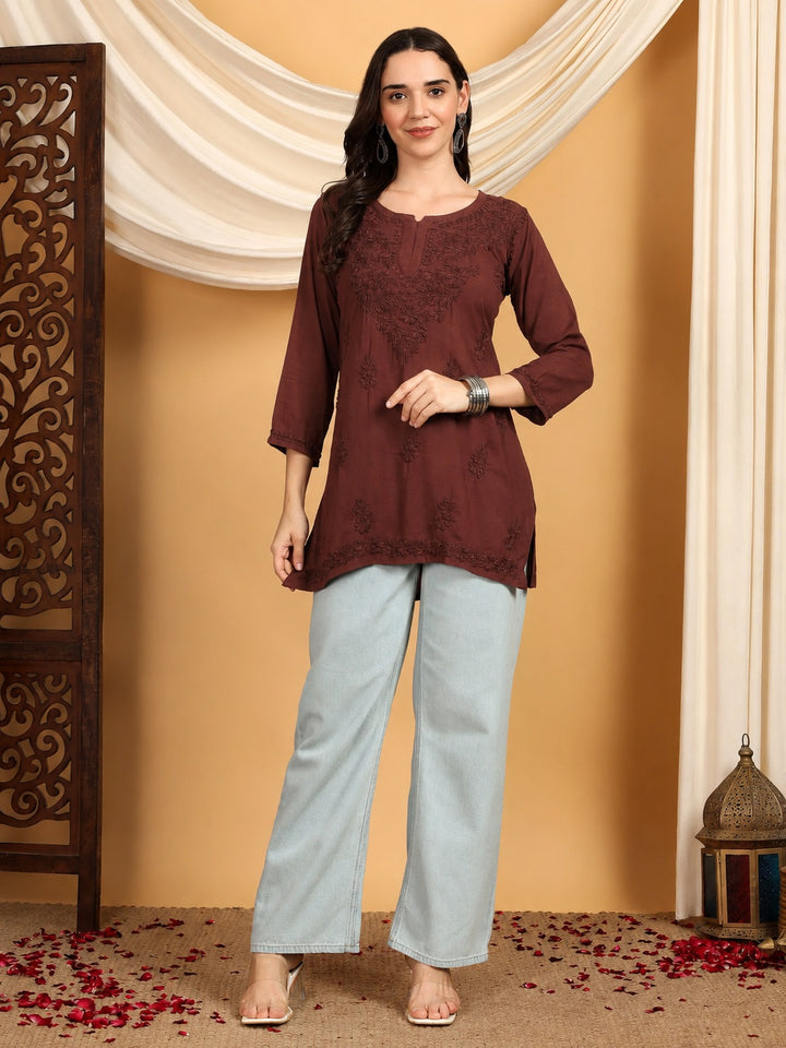 Akira Chikankari Rayon Short Kurti