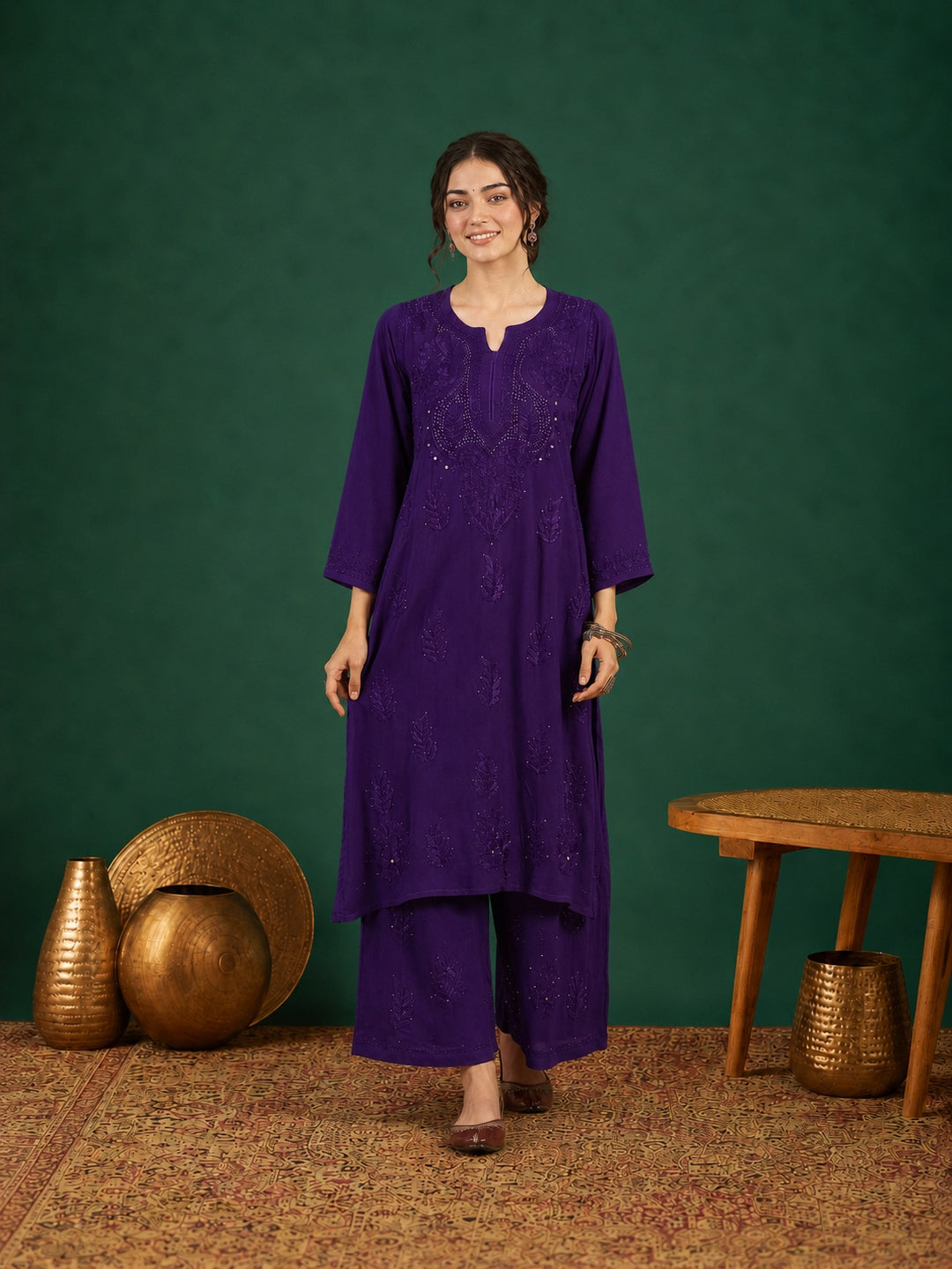Jasmin Rayon Chikankari Mukaish Co-ord Set