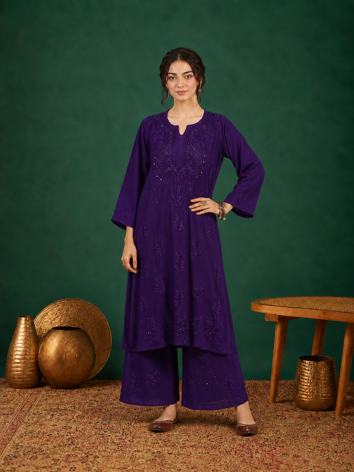 Jasmin Rayon Chikankari Mukaish Co-ord Set