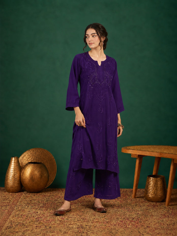 Jasmin Rayon Chikankari Mukaish Co-ord Set