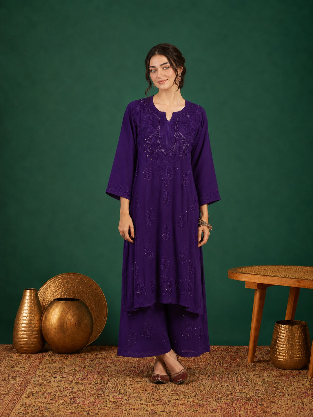 Jasmin Rayon Chikankari Mukaish Co-ord Set