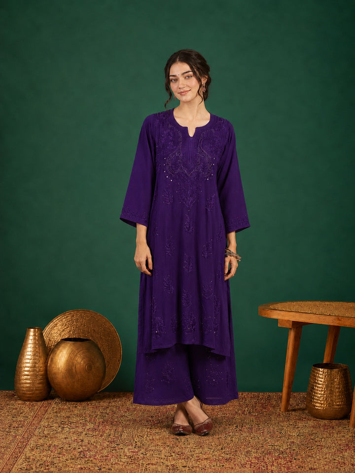 Jasmin Rayon Chikankari Mukaish Co-ord Set