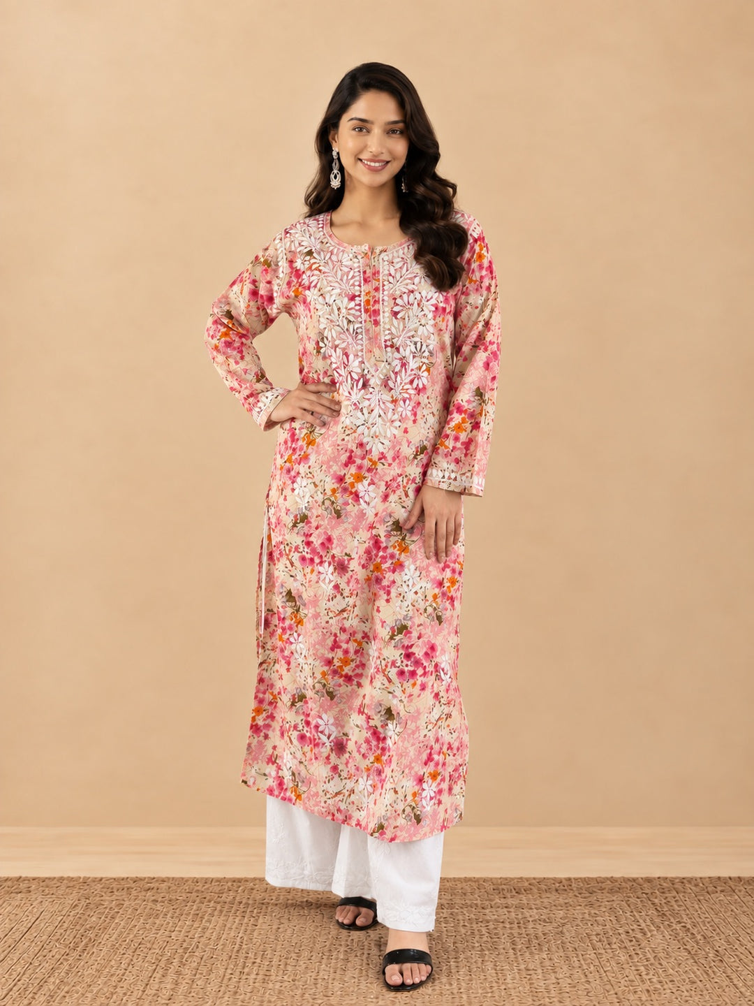 Zehra Mulmul Chikankari Straight Kurta