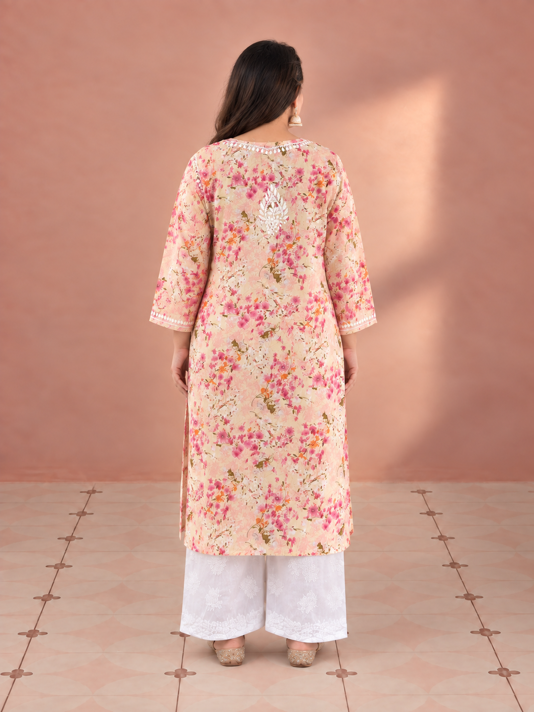 Aditi Mulmul Chikankari Plus Size Straight Kurta