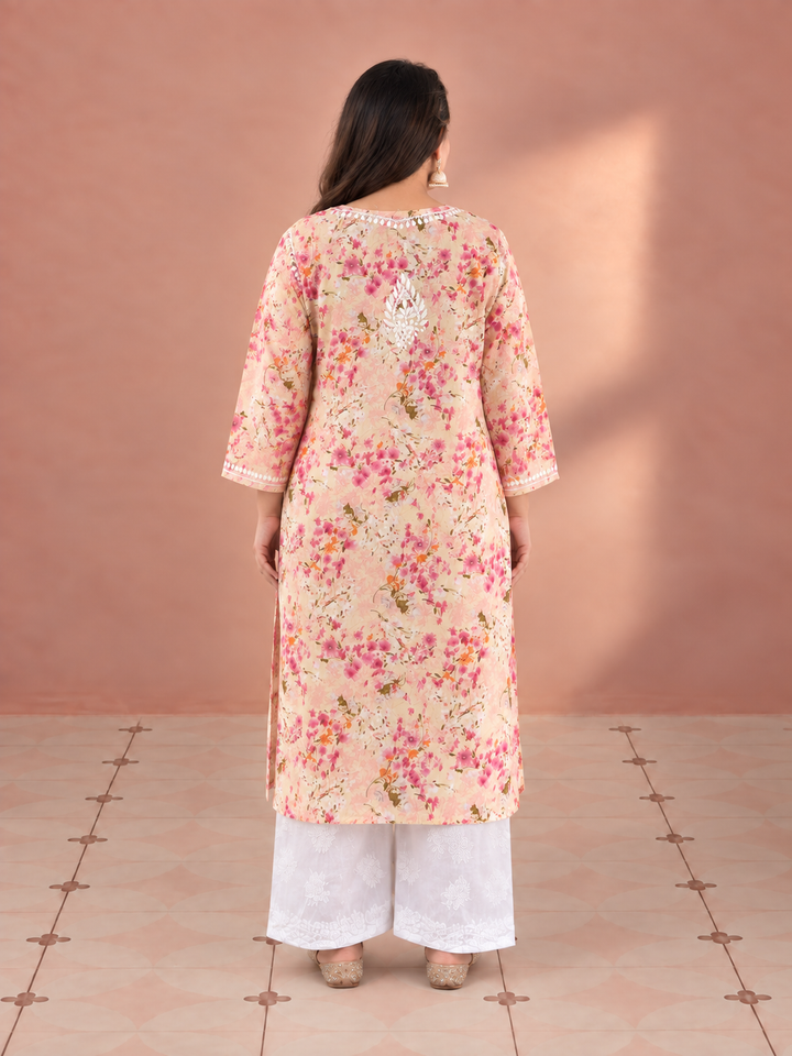 Aditi Mulmul Chikankari Plus Size Straight Kurta