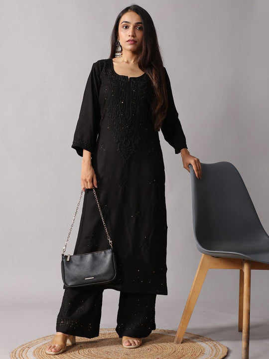 Avika Rayon Chikankari Mukaish Co-ord Set