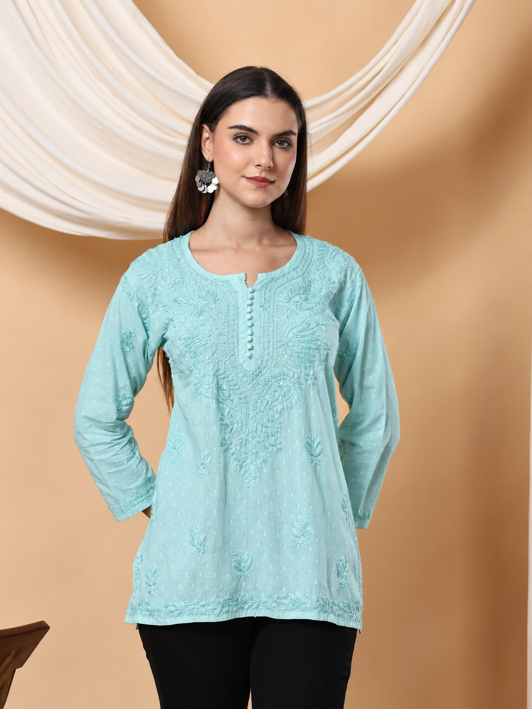 Adya Chikankari Dyed Short Kurti