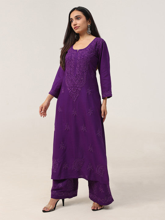 Avika Rayon Chikankari Mukaish Co-ord Set