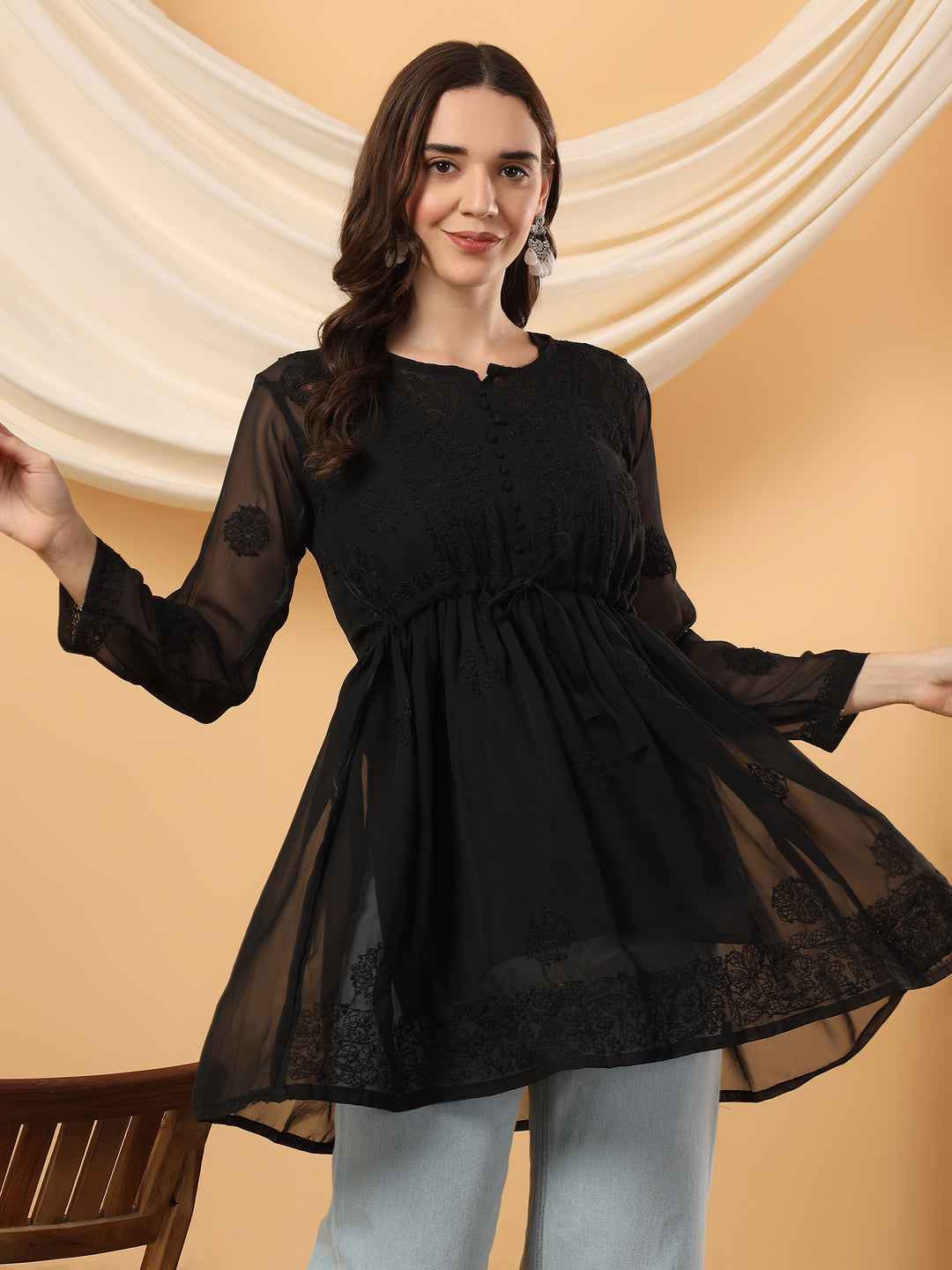 chikankari short dress Chikankari Embroidery
