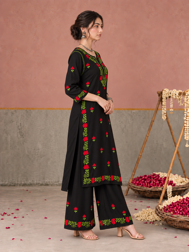 Surmai Rayon Chikankari Co-ord Set