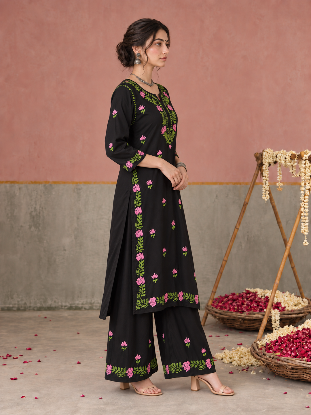 Surmai Rayon Chikankari Co-ord Set