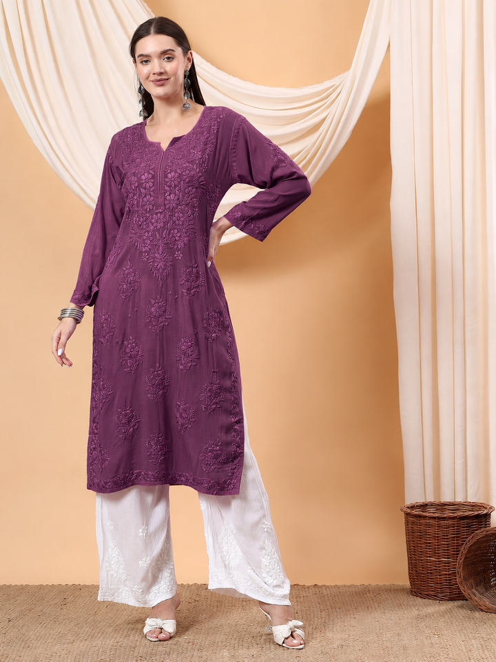 Heer Chikankari Modal Straight Kurta