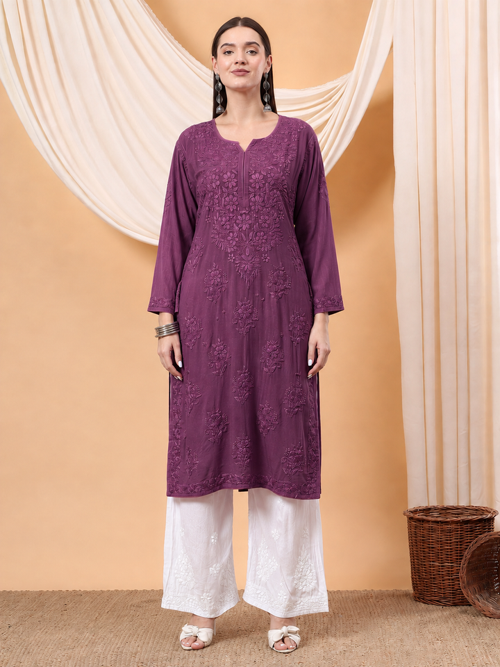 Heer Chikankari Modal Straight Kurta