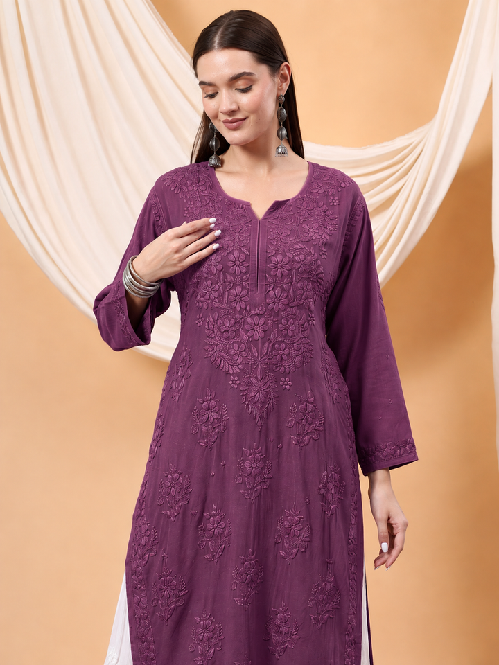 Heer Chikankari Modal Straight Kurta