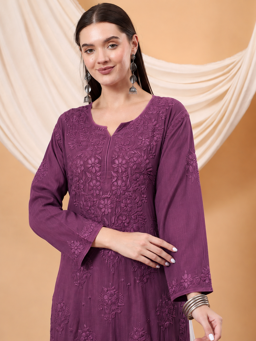 Heer Chikankari Modal Straight Kurta