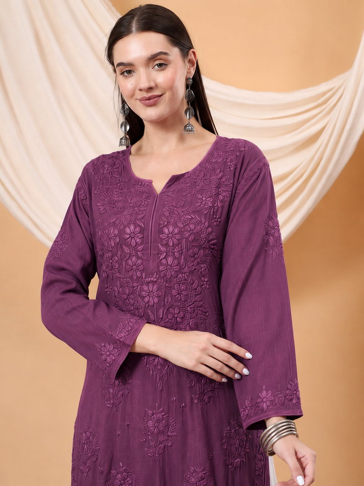 Heer Chikankari Modal Straight Kurta