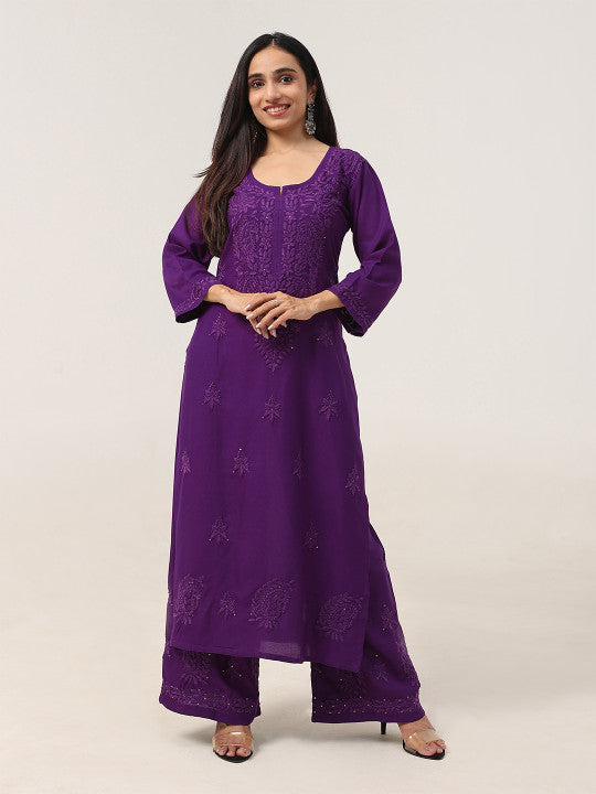 Avika Rayon Chikankari Mukaish Co-ord Set