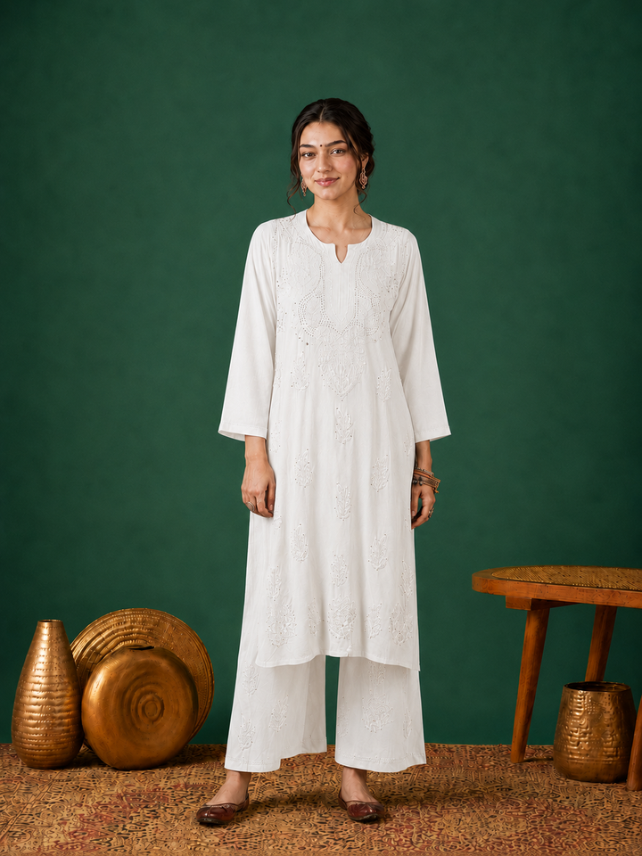 Jasmin Rayon Chikankari Mukaish Co-ord Set