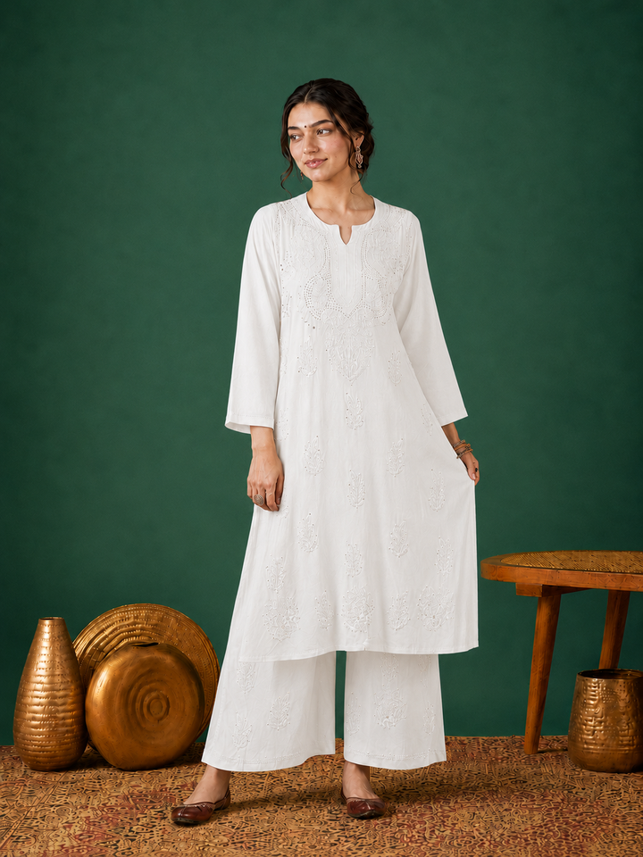 Jasmin Rayon Chikankari Mukaish Co-ord Set