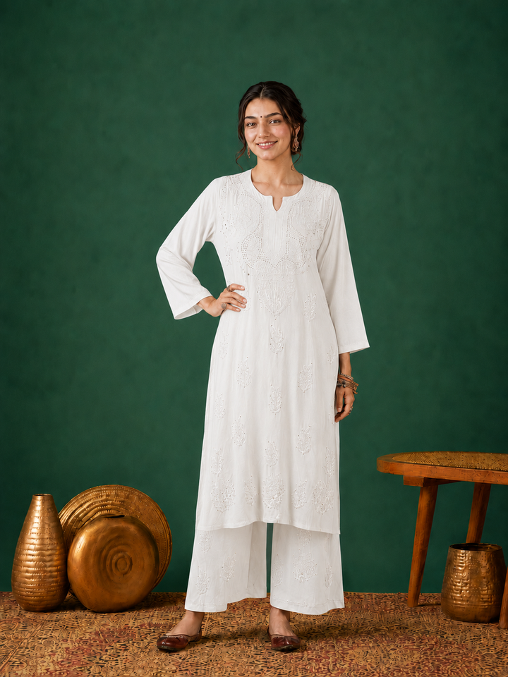 Jasmin Rayon Chikankari Mukaish Co-ord Set
