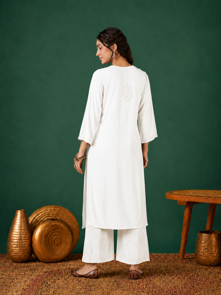 Jasmin Rayon Chikankari Mukaish Co-ord Set