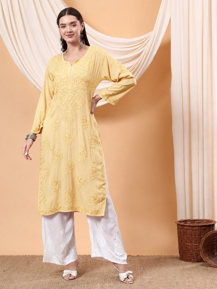 Heer Chikankari Modal Straight Kurta
