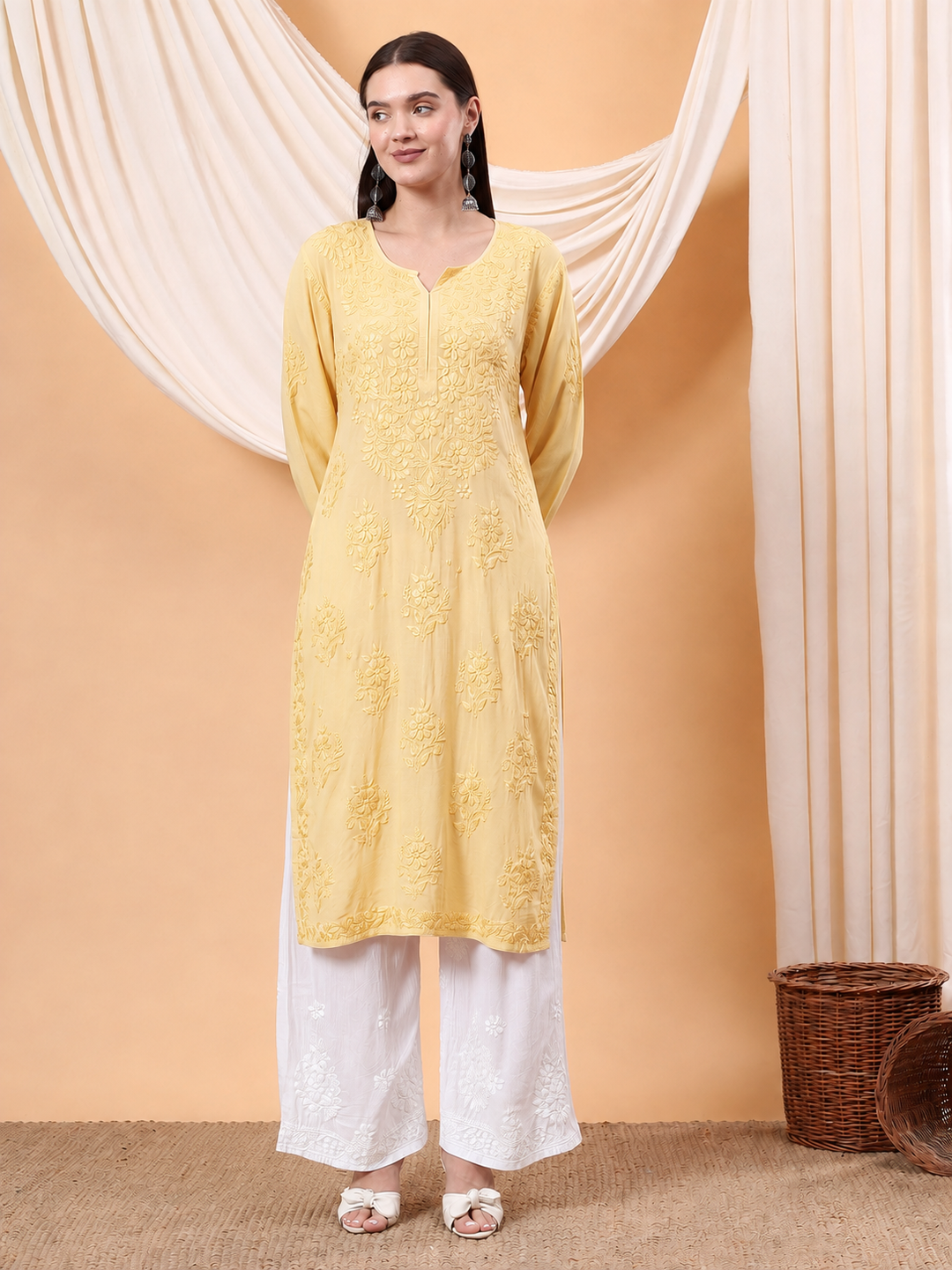 Heer Chikankari Modal Straight Kurta