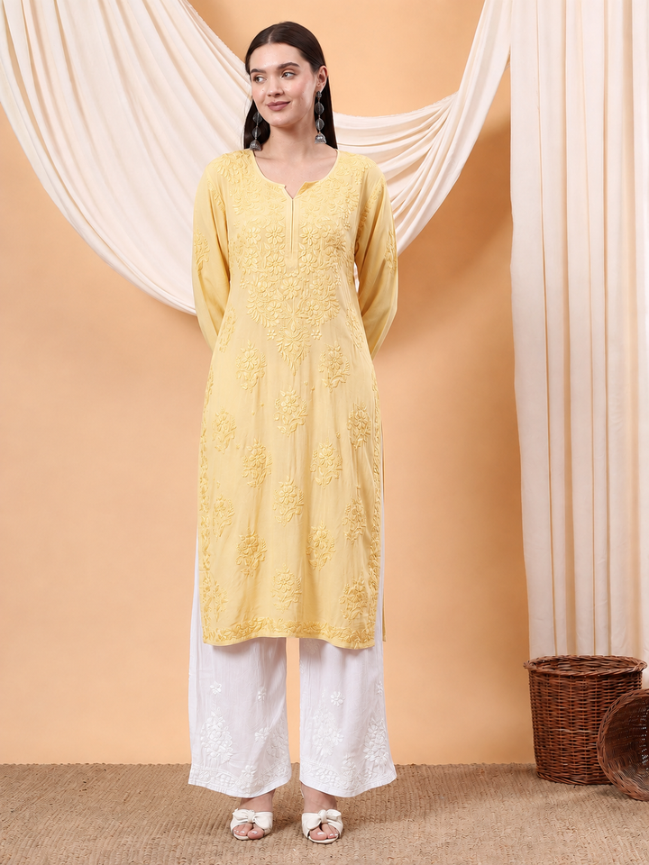 Heer Chikankari Modal Straight Kurta