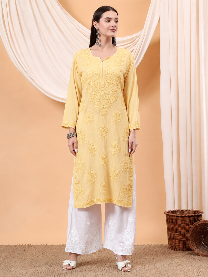 Heer Chikankari Modal Straight Kurta