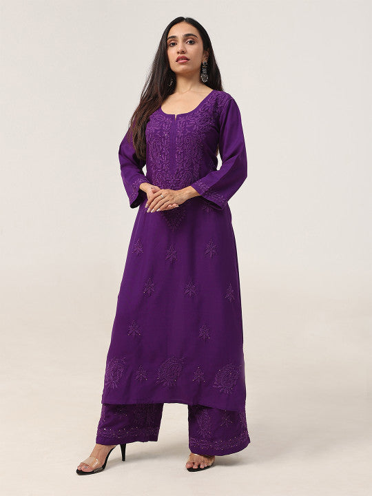 Avika Rayon Chikankari Mukaish Co-ord Set