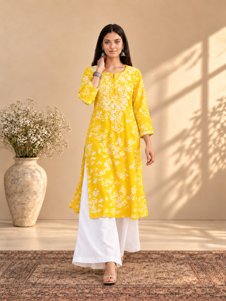 Zainab Chikankari Mulmul Straight Kurta