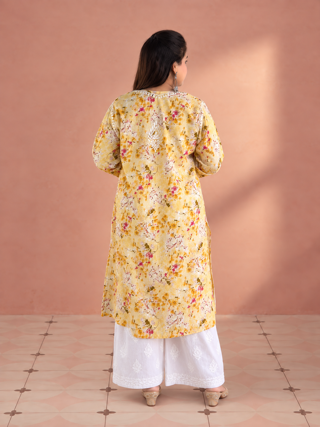 Aditi Mulmul Chikankari Plus Size Straight Kurta