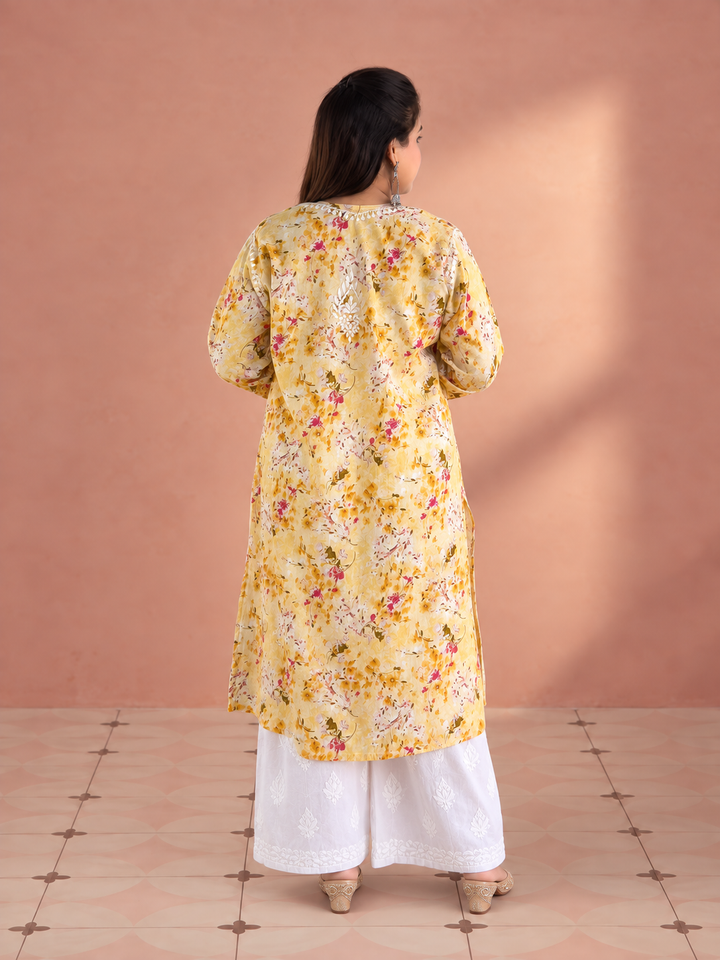 Aditi Mulmul Chikankari Plus Size Straight Kurta