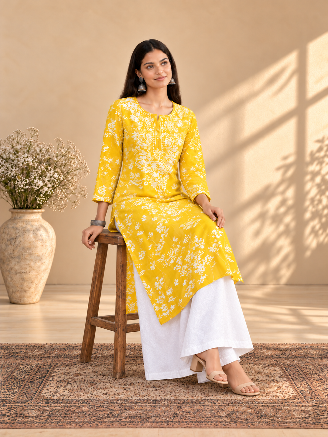 Zainab Chikankari Mulmul Straight Kurta