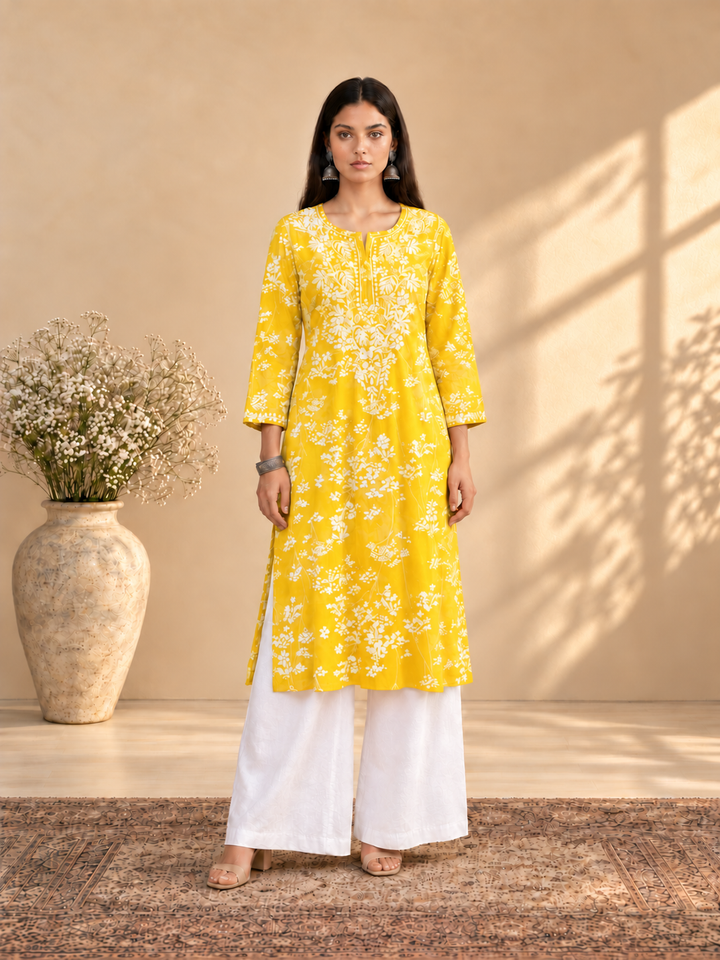 Zainab Chikankari Mulmul Straight Kurta