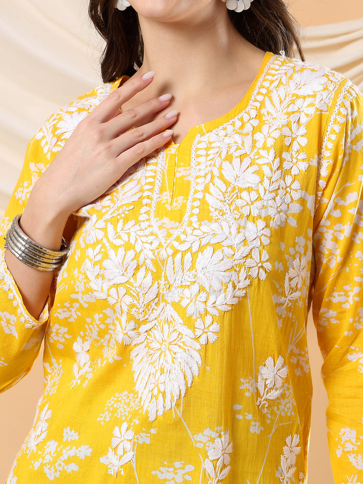 Chikankari Mulmul Short Kurti