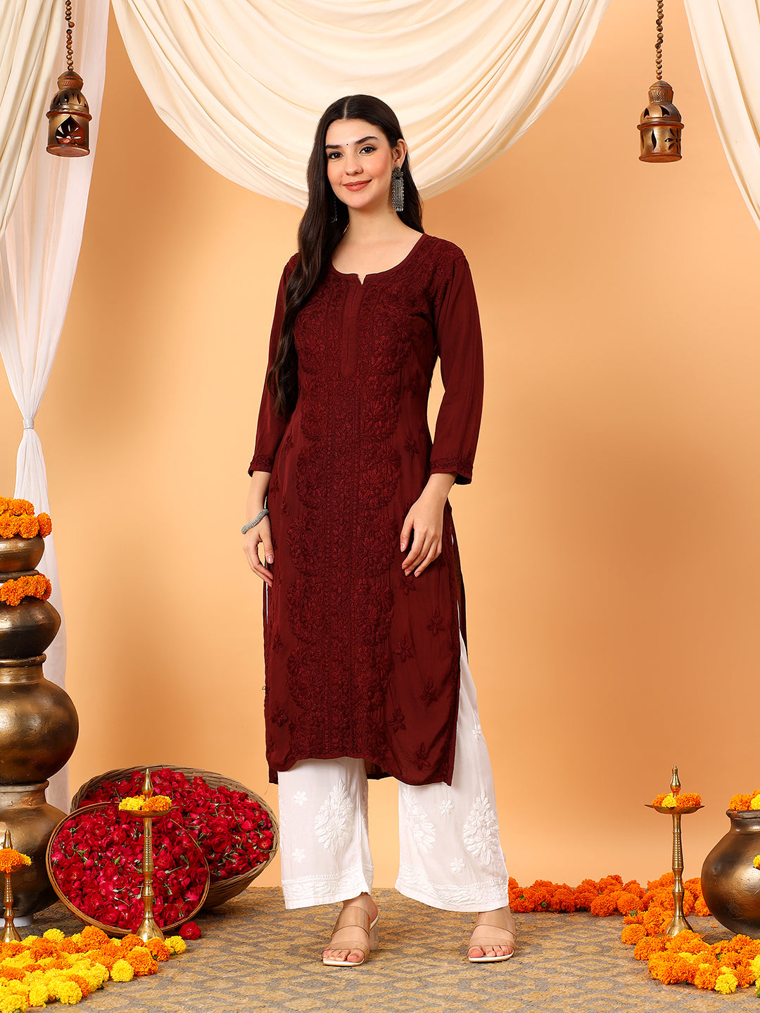 Alina Chikankari Modal Straight Kurta