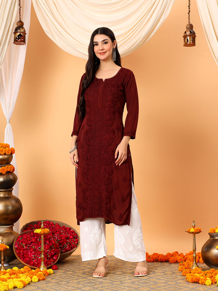 Alina Chikankari Modal Straight Kurta
