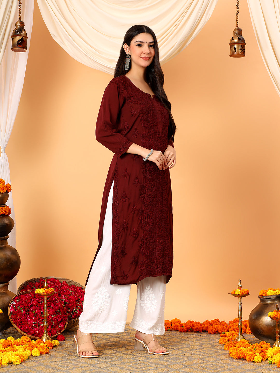 Alina Chikankari Modal Straight Kurta