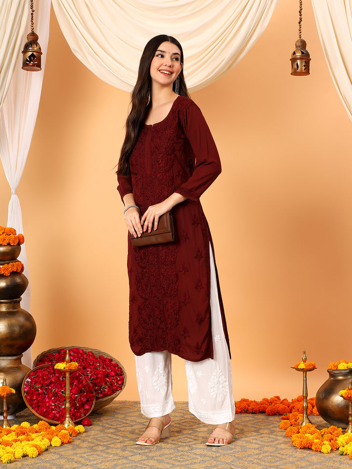 Alina Chikankari Modal Straight Kurta
