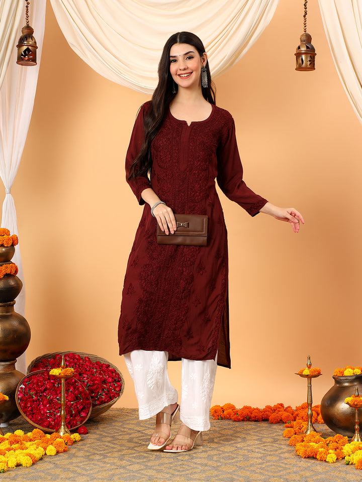 Alina Chikankari Modal Straight Kurta
