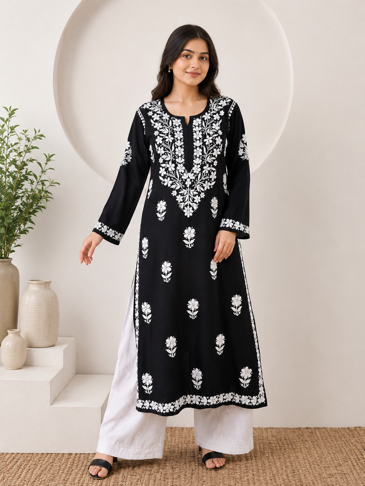 Anam Chikankari Rayon Straight Kurta
