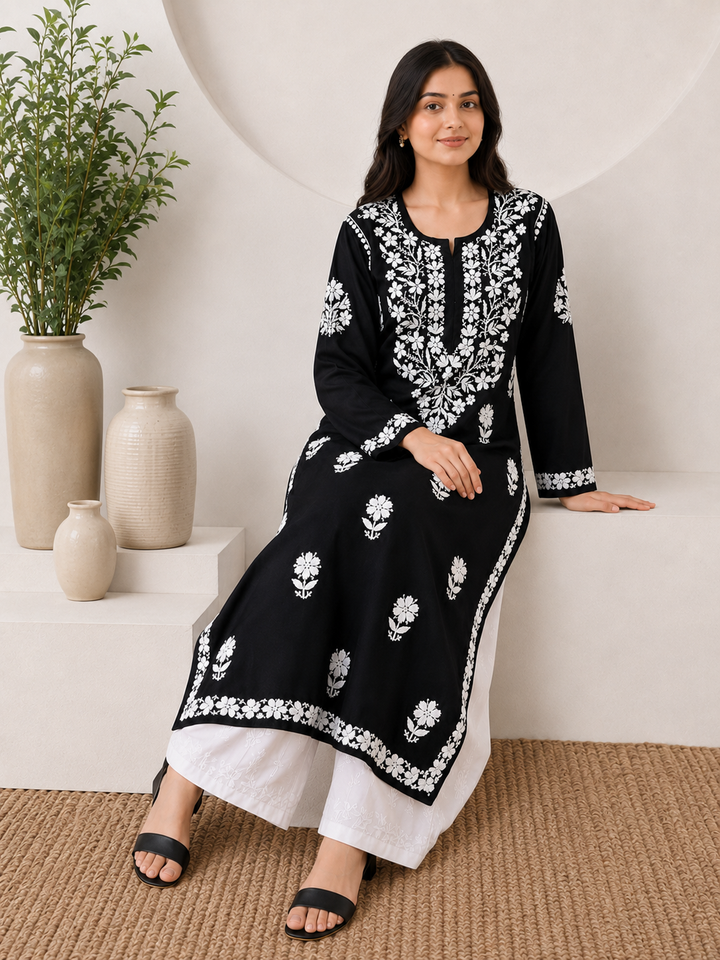 Anam Chikankari Rayon Straight Kurta